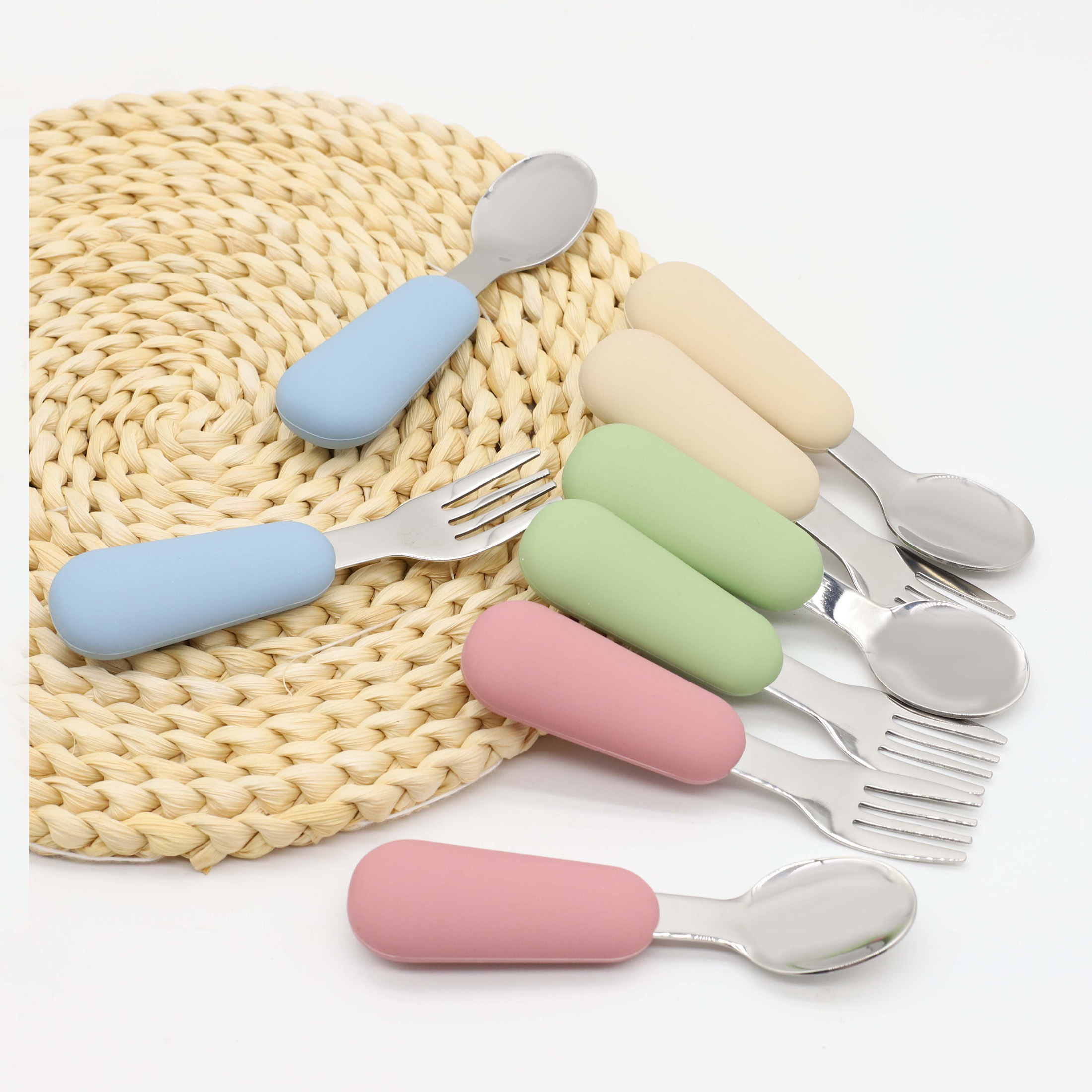 Baby Food Nutrition - Silicone stainless steel spoon fork food