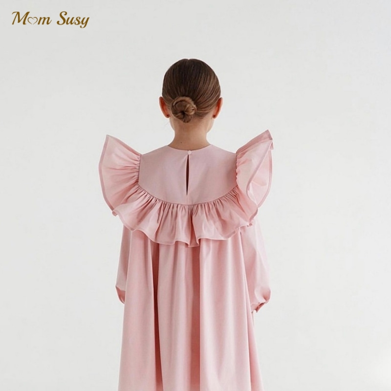 Bib Long Sleeve - Baby Girl Cotton Princess Ruffle Dress