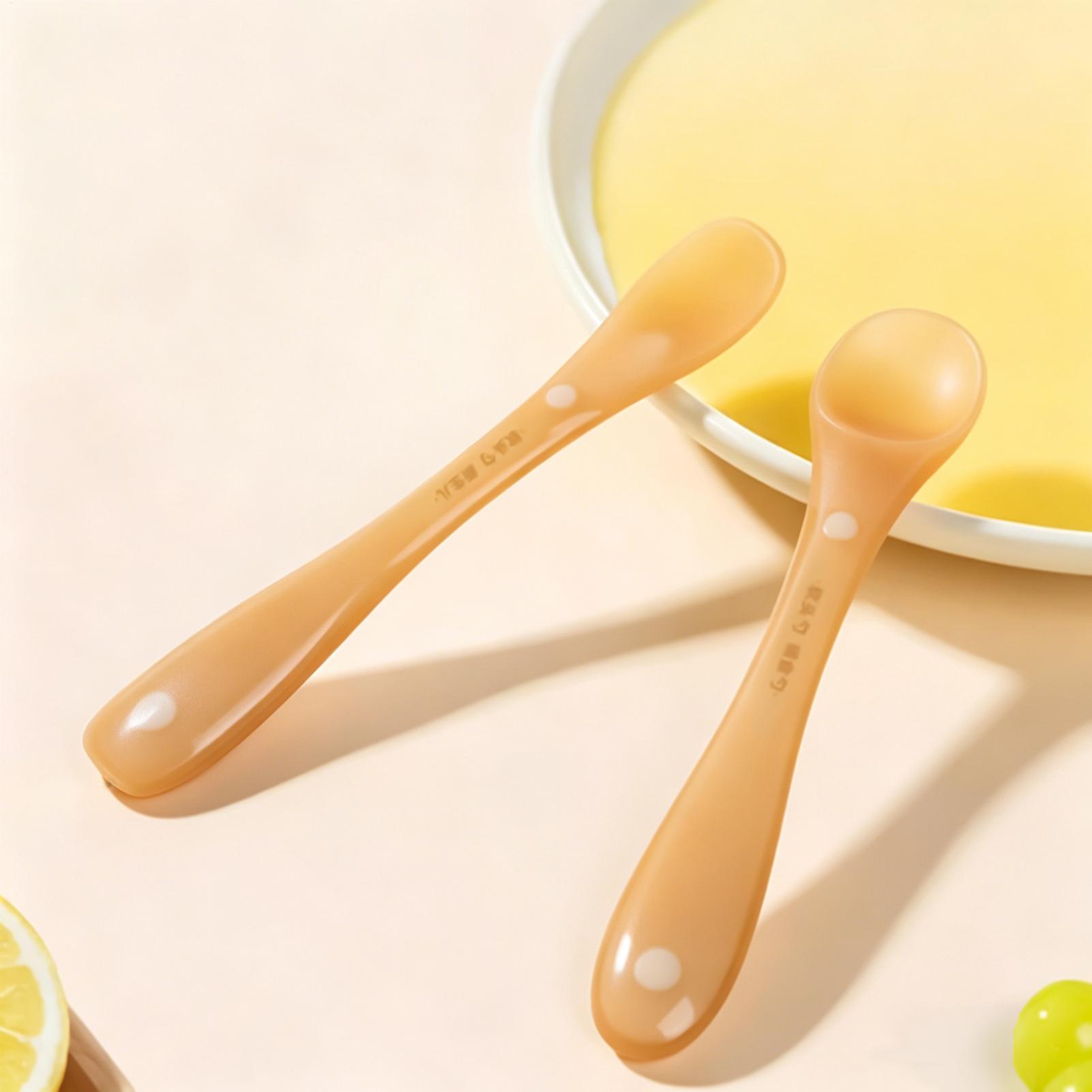 Baby Food Weaning - Silicone Serving Spoon Feeding Spoons 2-Pieces