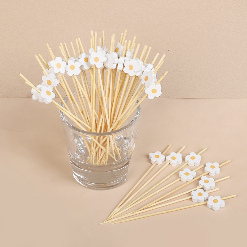 100Pcs Daisy Flower Bamboo Foo - Baby Food Fruits のレビューと価格