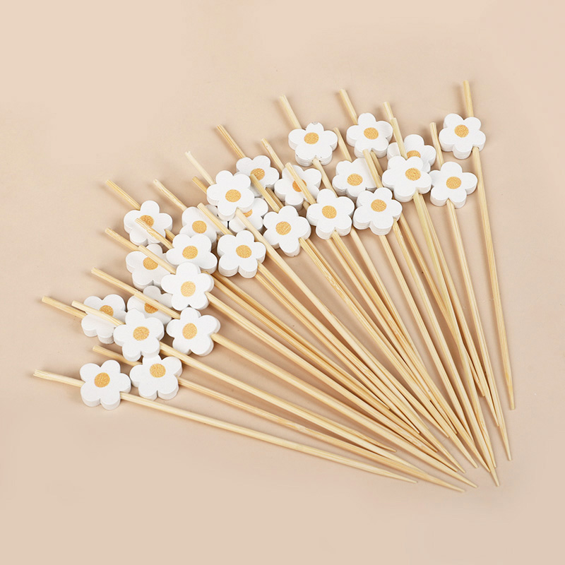 100Pcs Daisy Flower Bamboo Foo - Baby Food Fruits のレビューと価格