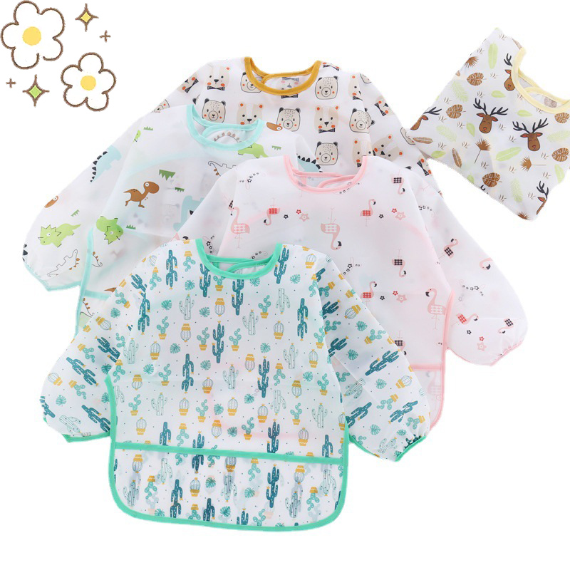 Baby Silicone Cartoon Bib 0-6  - Bib Long Sleeve のレビューと価格