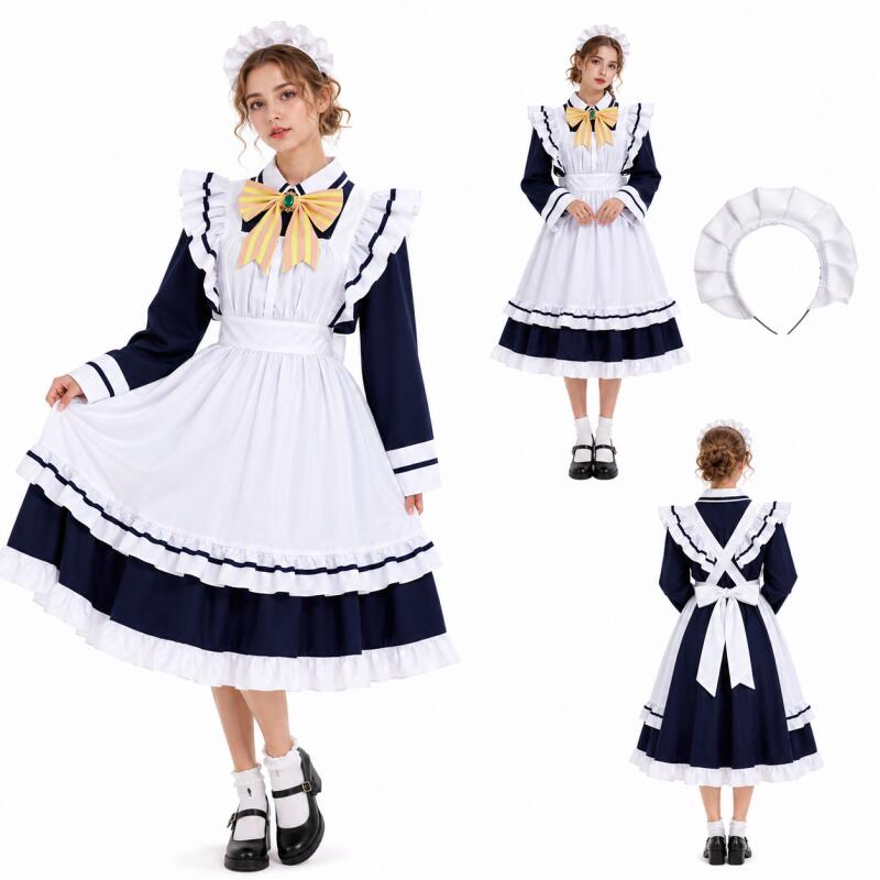 Anime Maid Dress Cosplay Costu - Bib Long Sleeve のレビューと価格