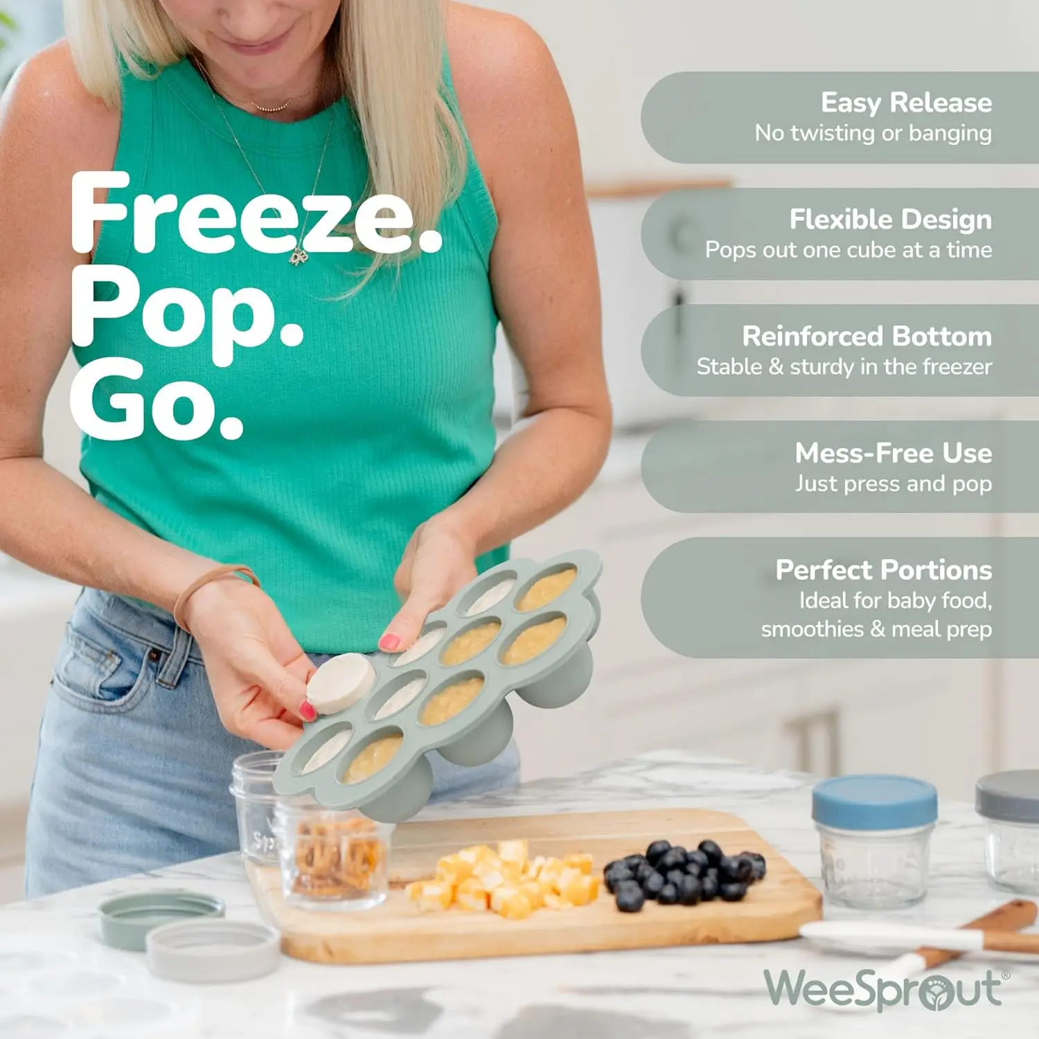 Bright Blue Silicone Freezer T - Veggie Baby Food のレビューと価格