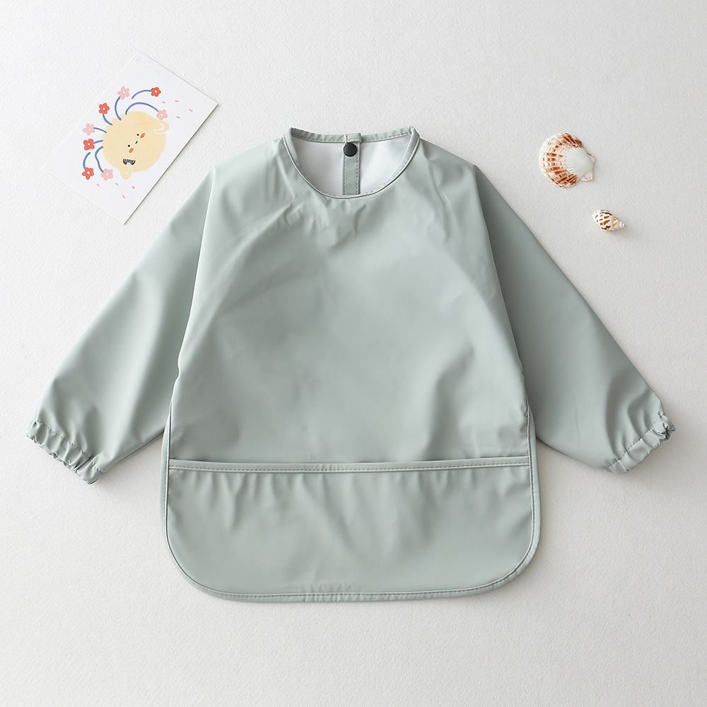 Solid Color Baby Feeding Bibs  - Bib Long Sleeve のレビューと価格