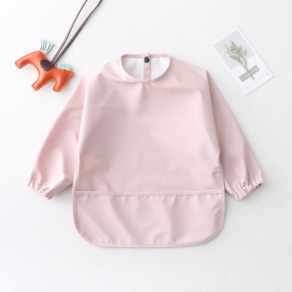 Solid Color Baby Feeding Bibs  - Bib Long Sleeve のレビューと価格
