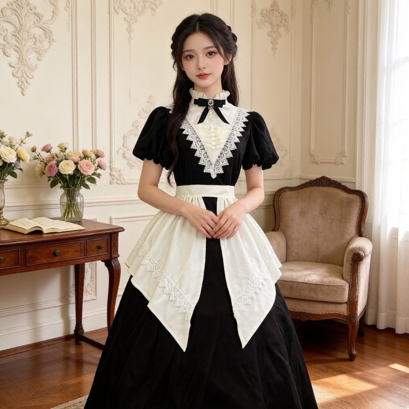 Gothic Black Short Long OP Dre - Bib Long Sleeve のレビューと価格