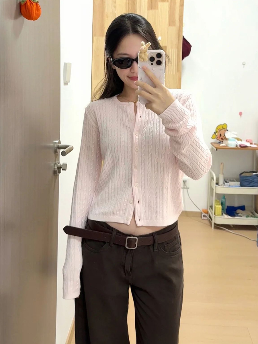 Twist Flower Baby Pink Sweater - Bib Long Sleeve のレビューと価格