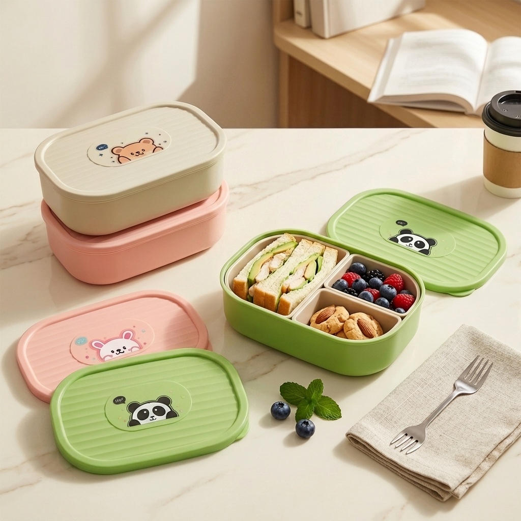 Cute Plastic Divided Lunch Box - Baby Food Fruits のレビューと価格
