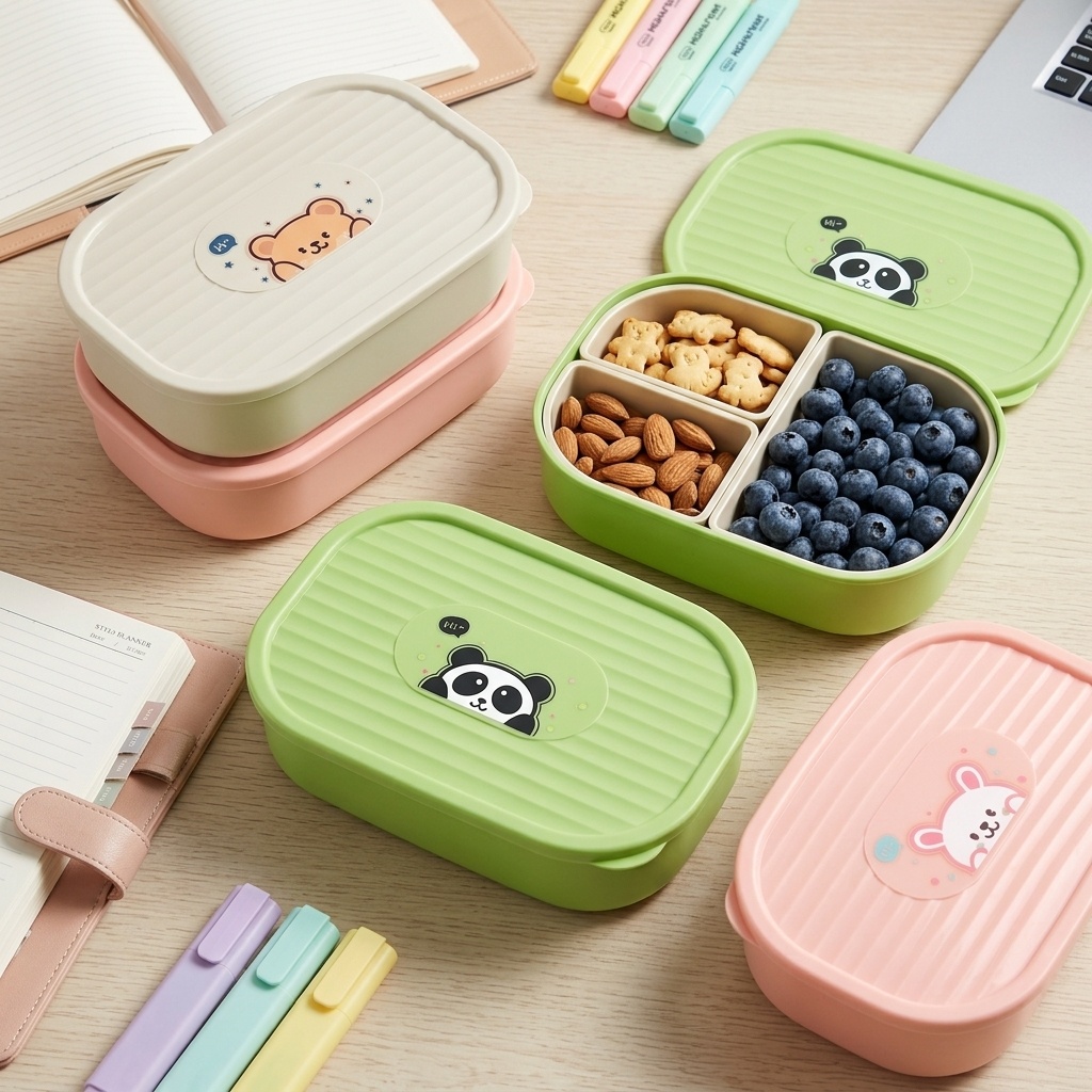 Cute Plastic Divided Lunch Box - Baby Food Fruits のレビューと価格